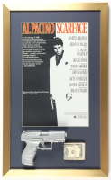 "Scarface" Custom Framed Movie Poster Display with Prop Replica Money Stack & Pistol at PristineAuction.com