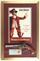 Disneyland "Pirates of the Carribean" Custom Framed Poster Print Display With Park Ticket Booklet & Prop Pistol at PristineAuction.com