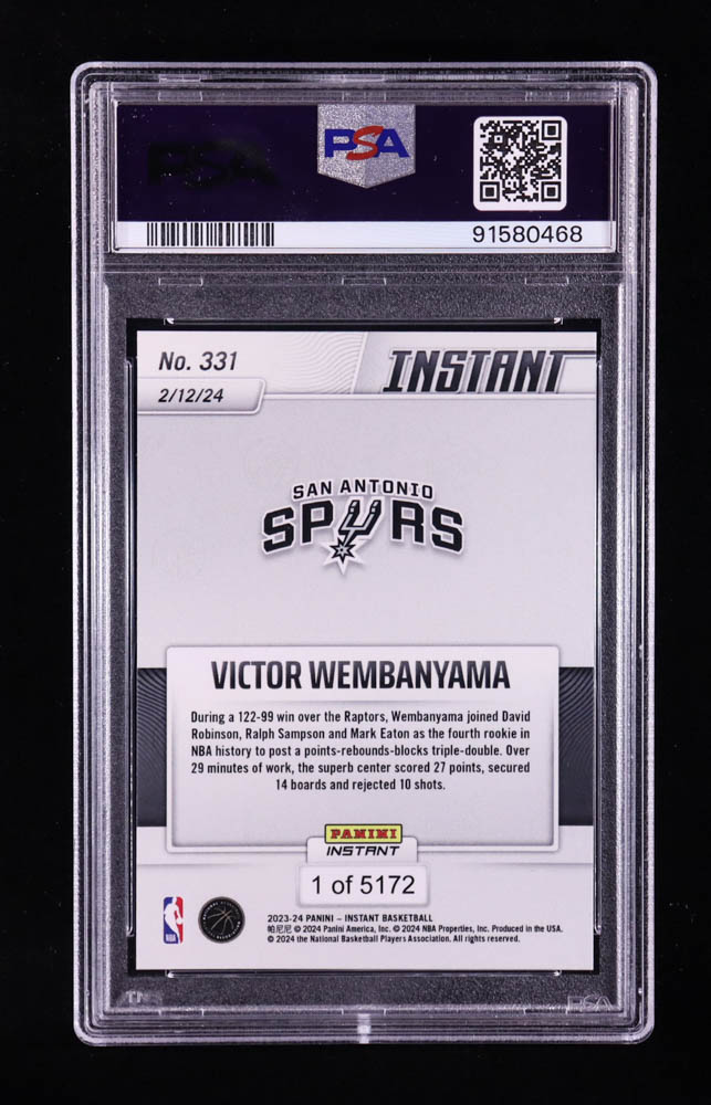 Victor Wembanyama 2023-24 Panini Instant #331 RC (PSA 10) at PristineAuction.com Victor Wembanyama 2023-24 Panini Instant #331 RC (PSA 10) at PristineAuction.com
