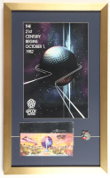 Disney World "Epcot Center" Grand Opening Custom Framed Poster with Opening Day Ticket, Silver Envelope & Vintage Epcot Pin at PristineAuction.com