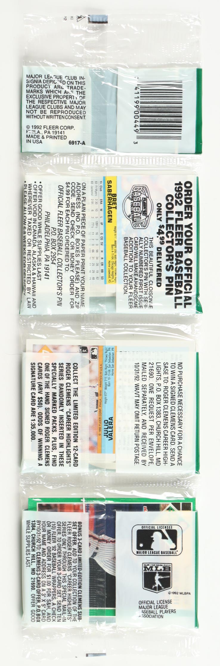 1992 Fleer Baseball Trading Cards Rack Pack with (42) Cards at PristineAuction.com 1992 Fleer Baseball Trading Cards Rack Pack with (42) Cards at PristineAuction.com