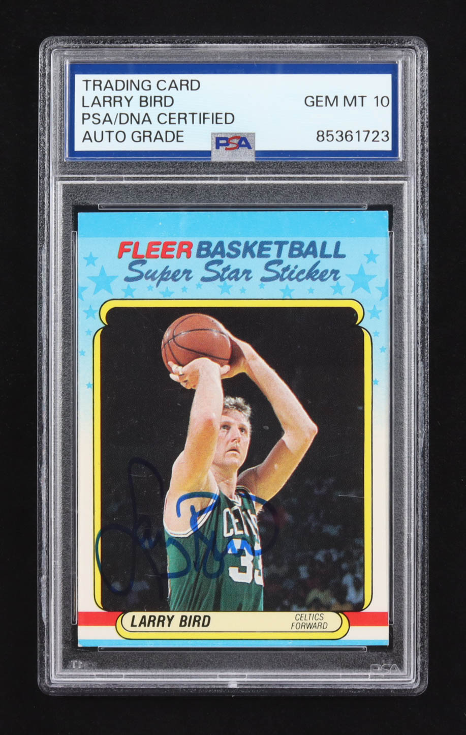 Larry Bird Signed 1988 Fleer Sticker #2 (PSA | Autograph Graded PSA 10) at PristineAuction.com Larry Bird Signed 1988 Fleer Sticker #2 (PSA | Autograph Graded PSA 10) at PristineAuction.com
