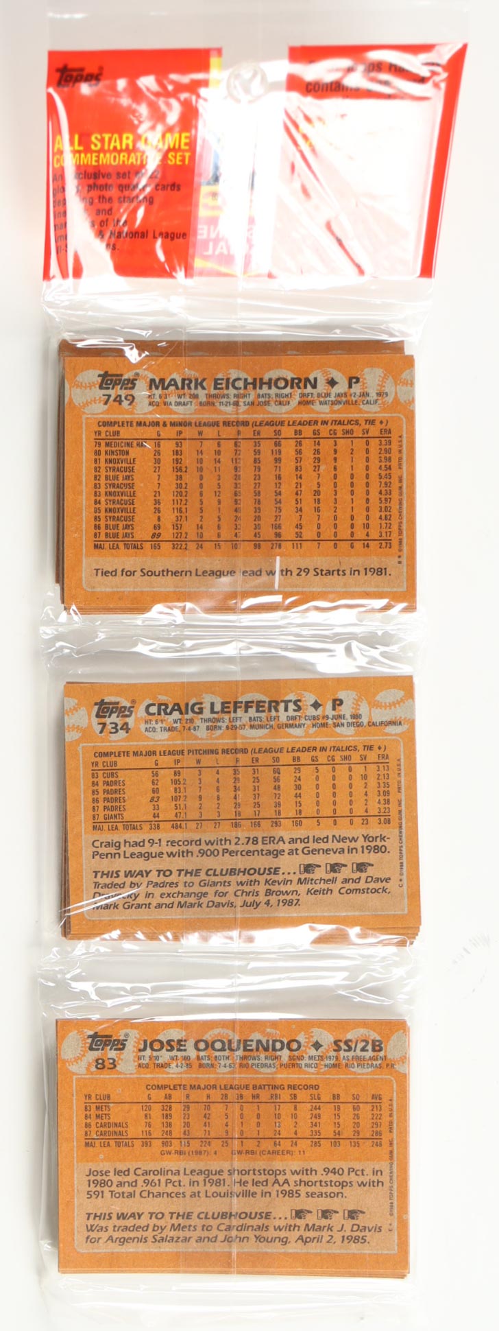 1988 Topps Baseball Picture Cards Rack Pack with (43) Cards at PristineAuction.com 1988 Topps Baseball Picture Cards Rack Pack with (43) Cards at PristineAuction.com