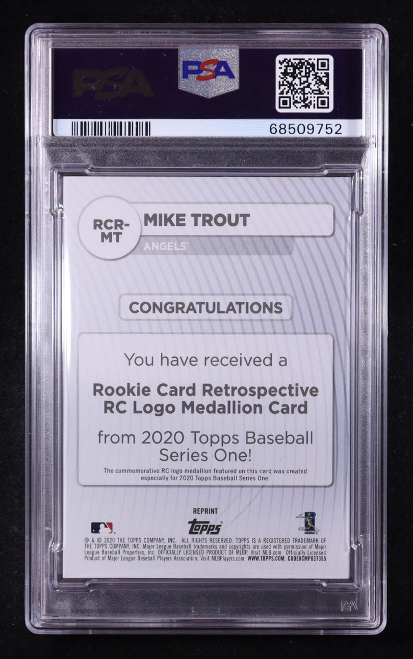 Mike Trout 2020 Topps Rookie Card Retrospective RC Logo Medallions #RCRMT (PSA 9) at PristineAuction.com Mike Trout 2020 Topps Rookie Card Retrospective RC Logo Medallions #RCRMT (PSA 9) at PristineAuction.com