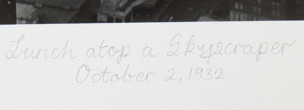 Historical Photo Archive - "Lunch atop a Skyscraper" 1932 Limited Edition 16x22.5 Fine Art Giclee on Paper # 113 /375 at PristineAuction.com Historical Photo Archive - "Lunch atop a Skyscraper" 1932 Limited Edition 16x22.5 Fine Art Giclee on Paper # 113 /375 at PristineAuction.com