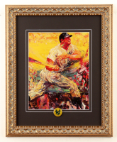 'Mickey Mantle" Custom Framed LeRoy Neiman Art Print Display with Vintage Yankees Logo Pin at PristineAuction.com