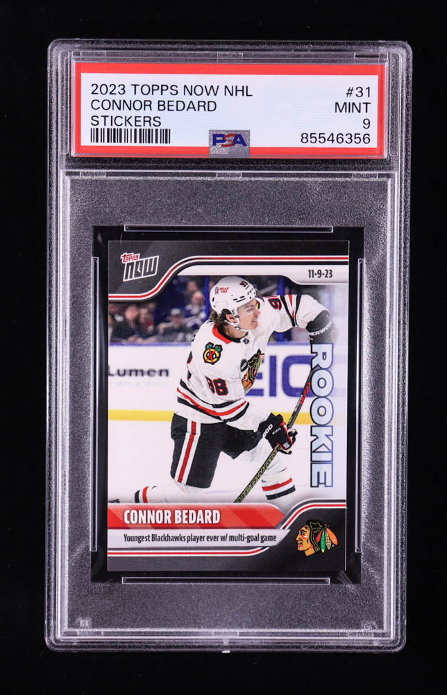 Connor Bedard 2023-24 Topps Now Stickers #31 RC (PSA 9) at PristineAuction.com Connor Bedard 2023-24 Topps Now Stickers #31 RC (PSA 9) at PristineAuction.com