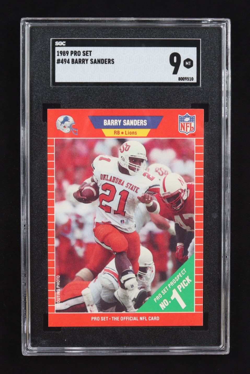 Barry Sanders 1989 Pro Set #494 RC (SGC 9) at PristineAuction.com Barry Sanders 1989 Pro Set #494 RC (SGC 9) at PristineAuction.com