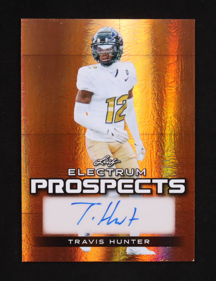 Travis Hunter 2024 Leaf Electrum Prospects Autographs #PA-TH2 RC #34/59 at PristineAuction.com Travis Hunter 2024 Leaf Electrum Prospects Autographs #PA-TH2 RC #34/59 at PristineAuction.com