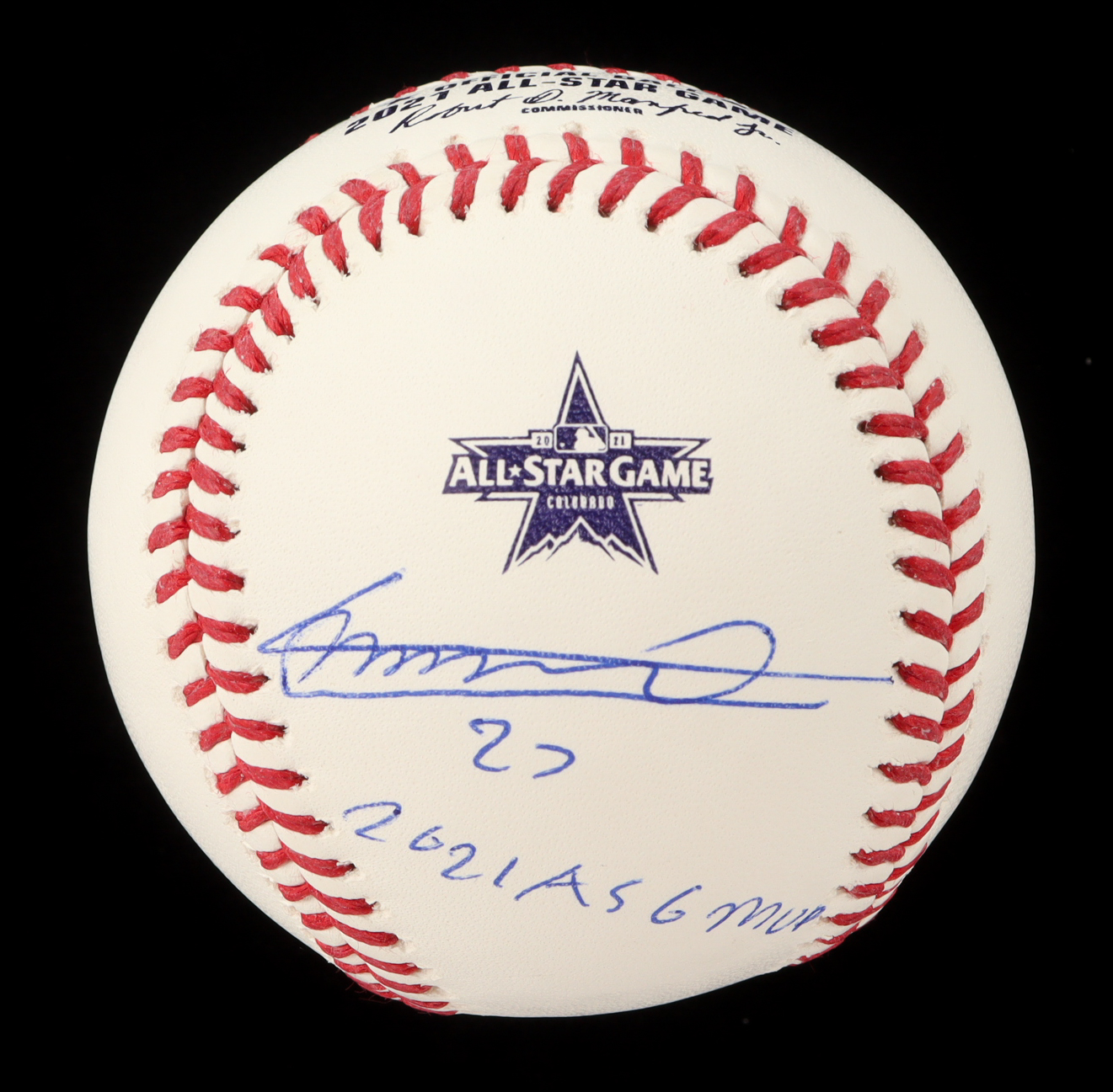 Vladimir Guerrero Jr. Signed 2021 All-Star Game Baseball With Display Case Inscribed “2021 ASG MVP” (Beckett) at PristineAuction.com Vladimir Guerrero Jr. Signed 2021 All-Star Game Baseball With Display Case Inscribed “2021 ASG MVP” (Beckett) at PristineAuction.com