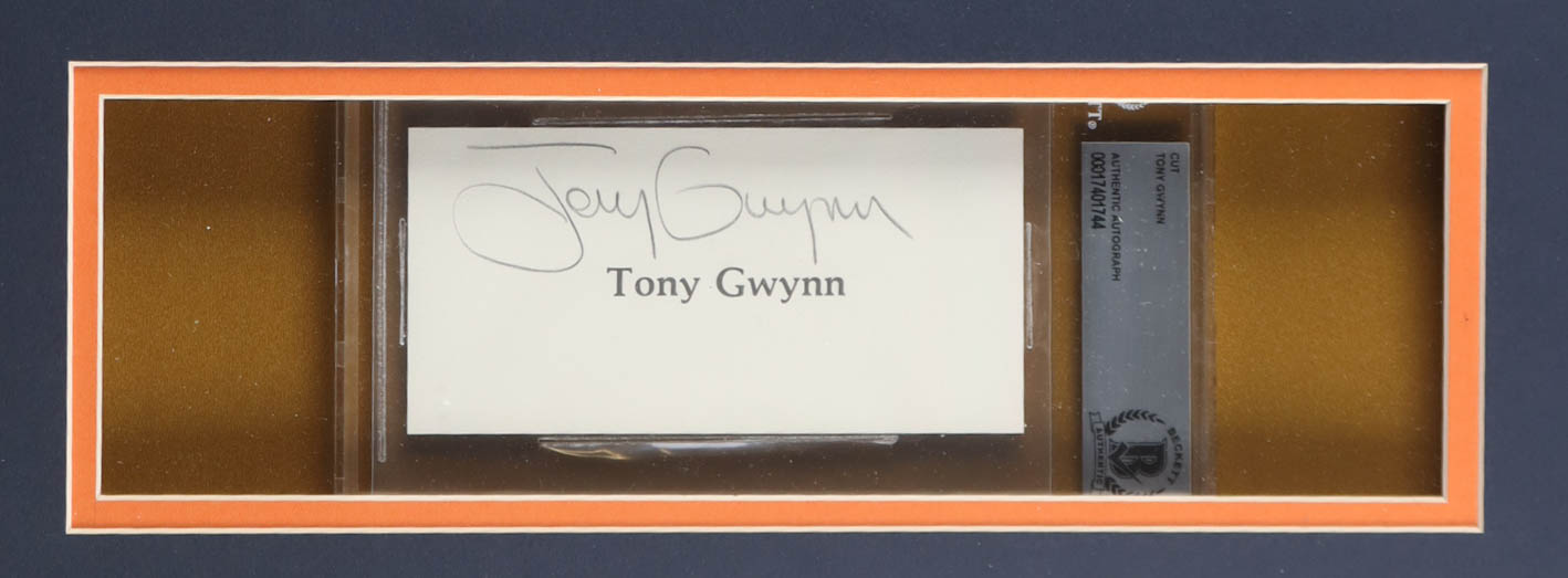 Tony Gwynn Signed Custom Framed Cut Display with Jersey (Beckett) at PristineAuction.com Tony Gwynn Signed Custom Framed Cut Display with Jersey (Beckett) at PristineAuction.com