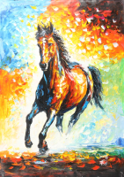 "PERFECT STRIDE" 29x30 Original Oil Painting on Linen by Rodney Weng (Weng) at PristineAuction.com