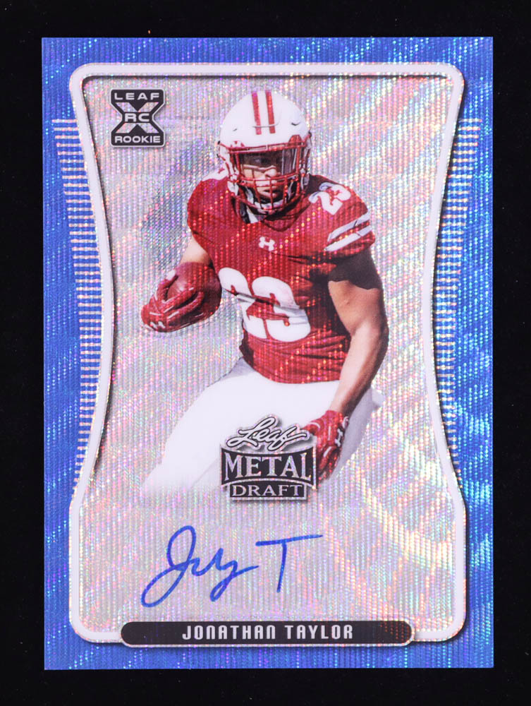 Jonathan Taylor 2020 Leaf Metal Draft Prismatic Wave Blue #BAJT1 #10/20 RC at PristineAuction.com Jonathan Taylor 2020 Leaf Metal Draft Prismatic Wave Blue #BAJT1 #10/20 RC at PristineAuction.com