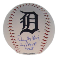 Denny McLain Signed Tigers Logo Baseball Inscribed "Cy/MVP 1968" (Authentic Ink) at PristineAuction.com