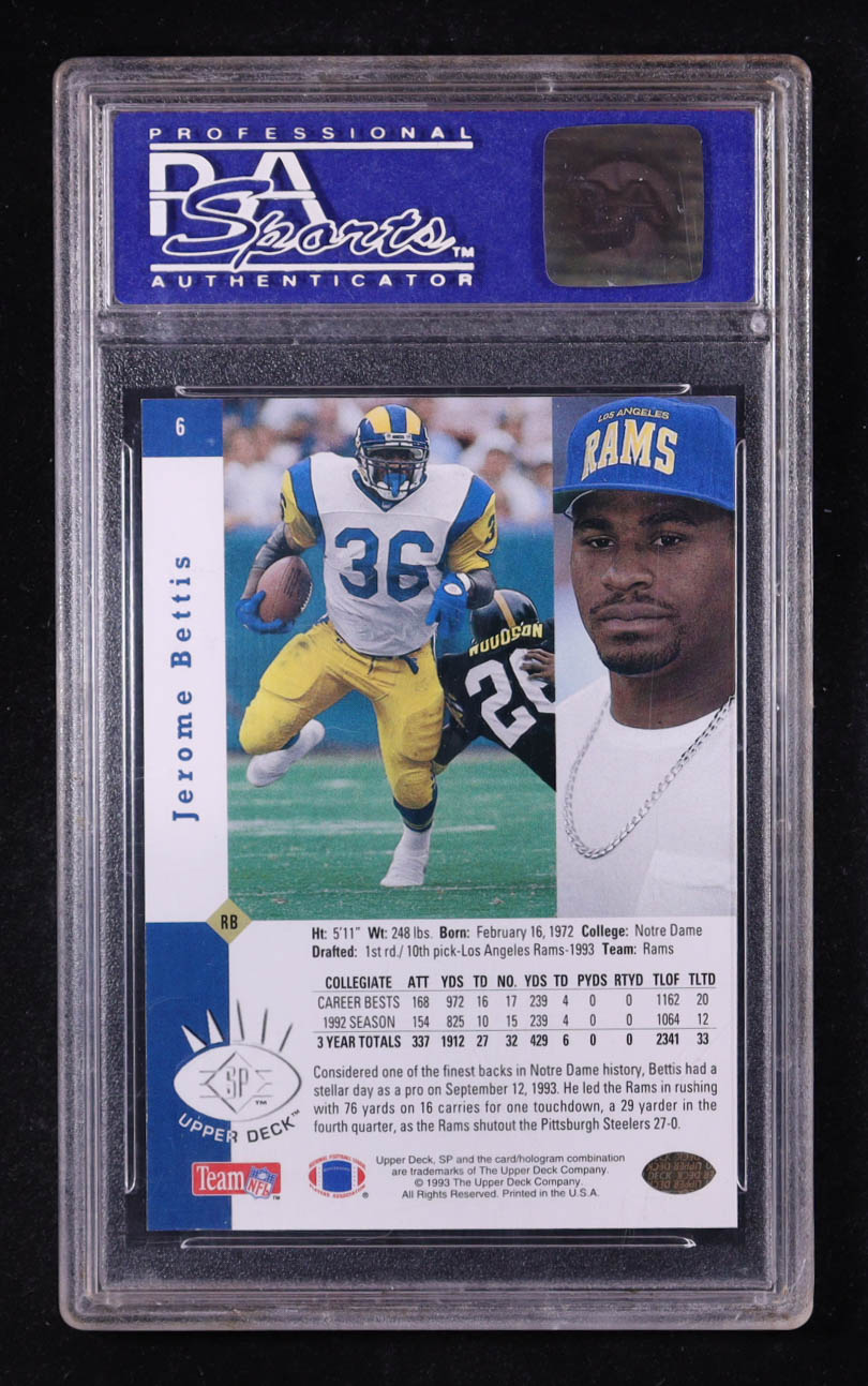 Jerome Bettis 1993 SP Foil #6 RC (PSA 8) at PristineAuction.com Jerome Bettis 1993 SP Foil #6 RC (PSA 8) at PristineAuction.com