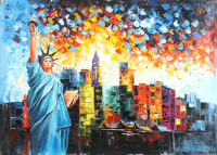 "Lady Liberty" 25x36 Original Oil Painting on Linen by Rodney Weng (Weng) at PristineAuction.com