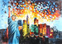 "Lady Liberty" 25x36 Original Oil Painting on Linen by Rodney Weng (Weng) at PristineAuction.com