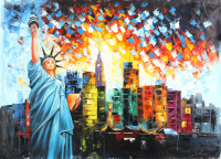 "Lady Liberty" 25x36 Original Oil Painting on Linen by Rodney Weng (Weng) at PristineAuction.com
