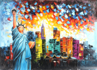 "Lady Liberty" 25x36 Original Oil Painting on Linen by Rodney Weng (Weng) at PristineAuction.com