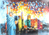 "Lady Liberty" 25x36 Original Oil Painting on Linen by Rodney Weng (Weng) at PristineAuction.com