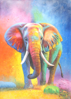 "Majestic Elephant" 25x36 Original Oil Painting on Linen by Rodney Weng (Weng) at PristineAuction.com