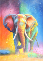 "Majestic Elephant" 25x36 Original Oil Painting on Linen by Rodney Weng (Weng) at PristineAuction.com