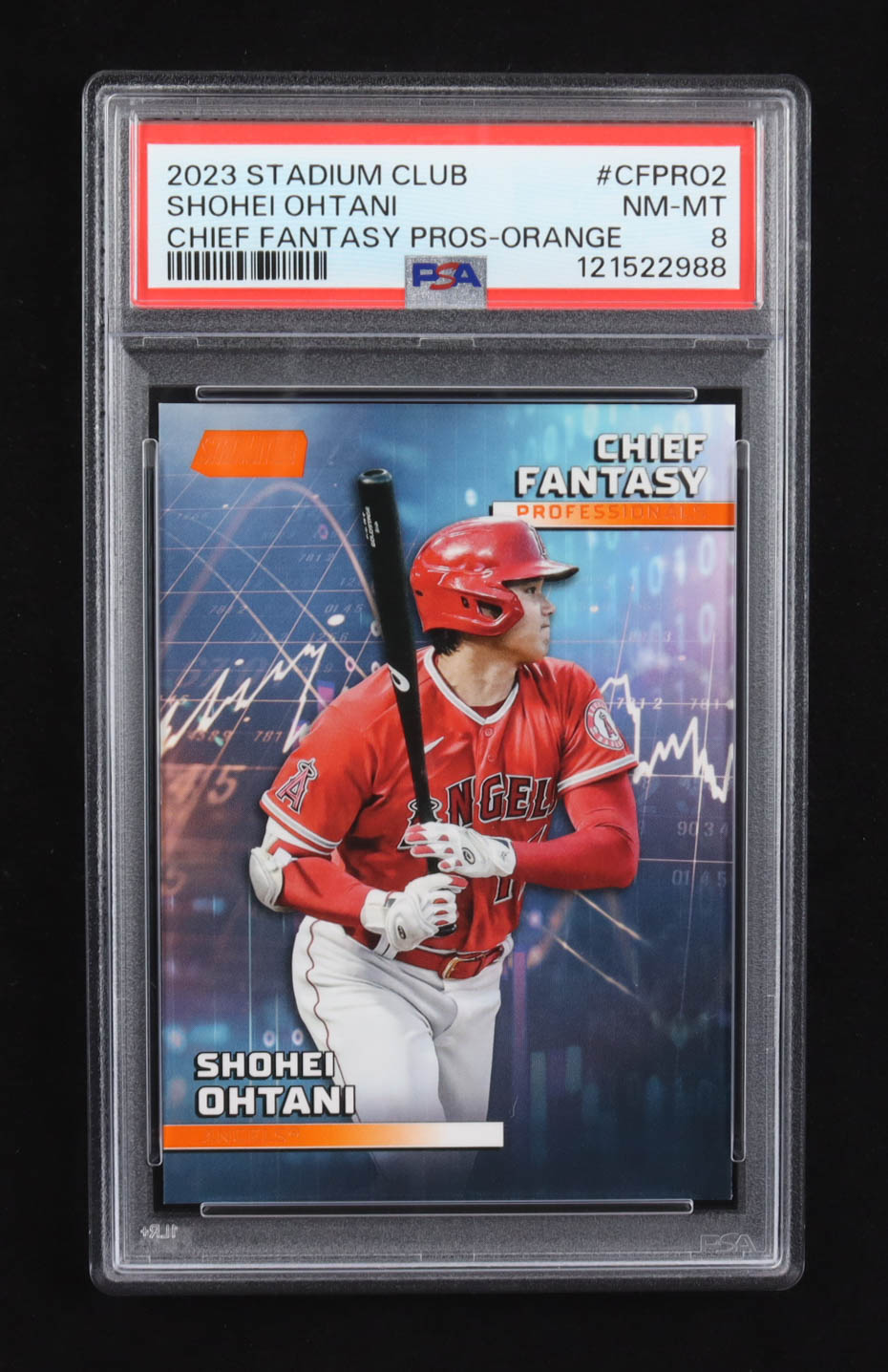 Shohei Ohtani 2023 Stadium Club Chief Fantasy Professionals Orange #CFPR0-2 #17/50 (PSA 8) at PristineAuction.com Shohei Ohtani 2023 Stadium Club Chief Fantasy Professionals Orange #CFPR0-2 #17/50 (PSA 8) at PristineAuction.com