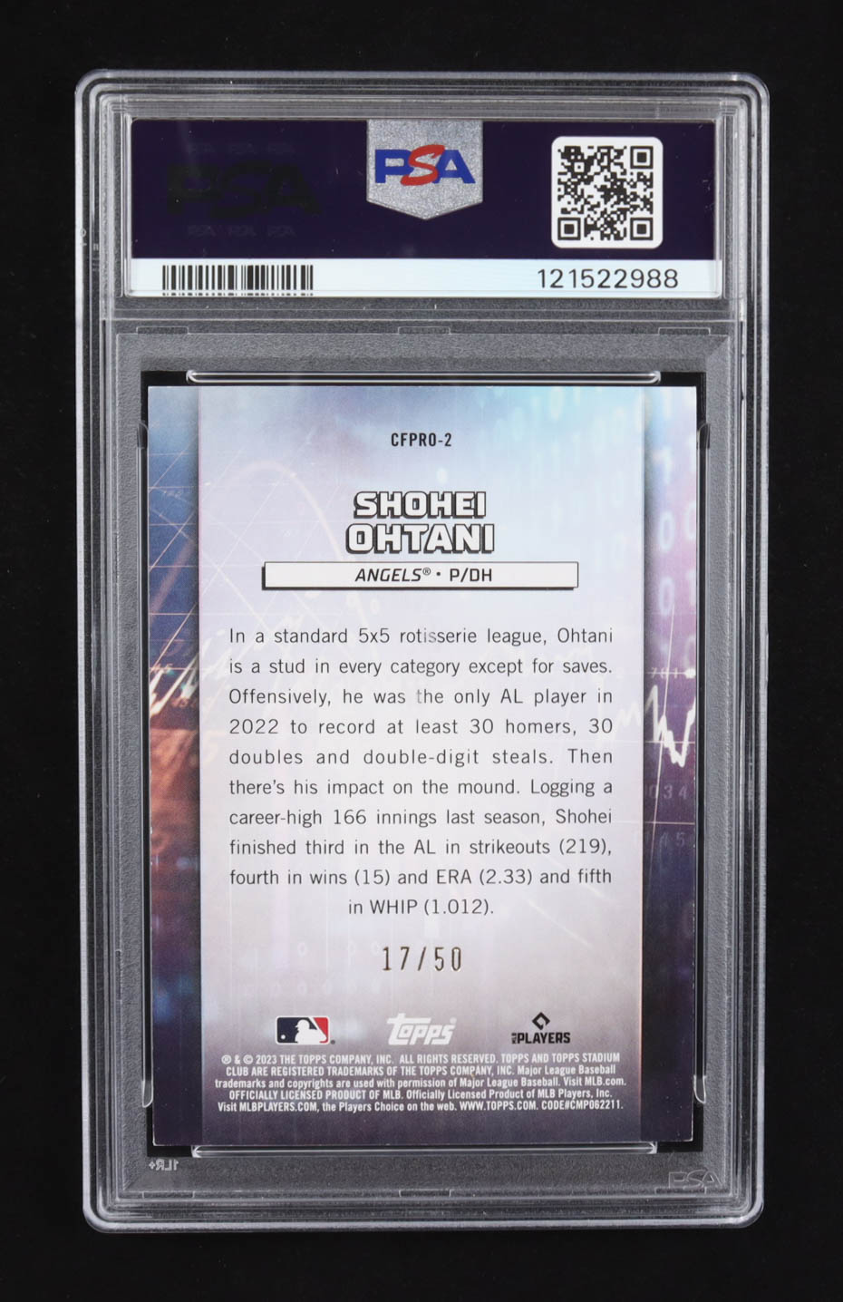 Shohei Ohtani 2023 Stadium Club Chief Fantasy Professionals Orange #CFPR0-2 #17/50 (PSA 8) at PristineAuction.com Shohei Ohtani 2023 Stadium Club Chief Fantasy Professionals Orange #CFPR0-2 #17/50 (PSA 8) at PristineAuction.com