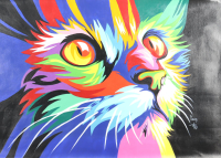 "Cuddly Kitten" 25x36 Original Oil Painting on Linen by Rodney Weng (Weng) at PristineAuction.com