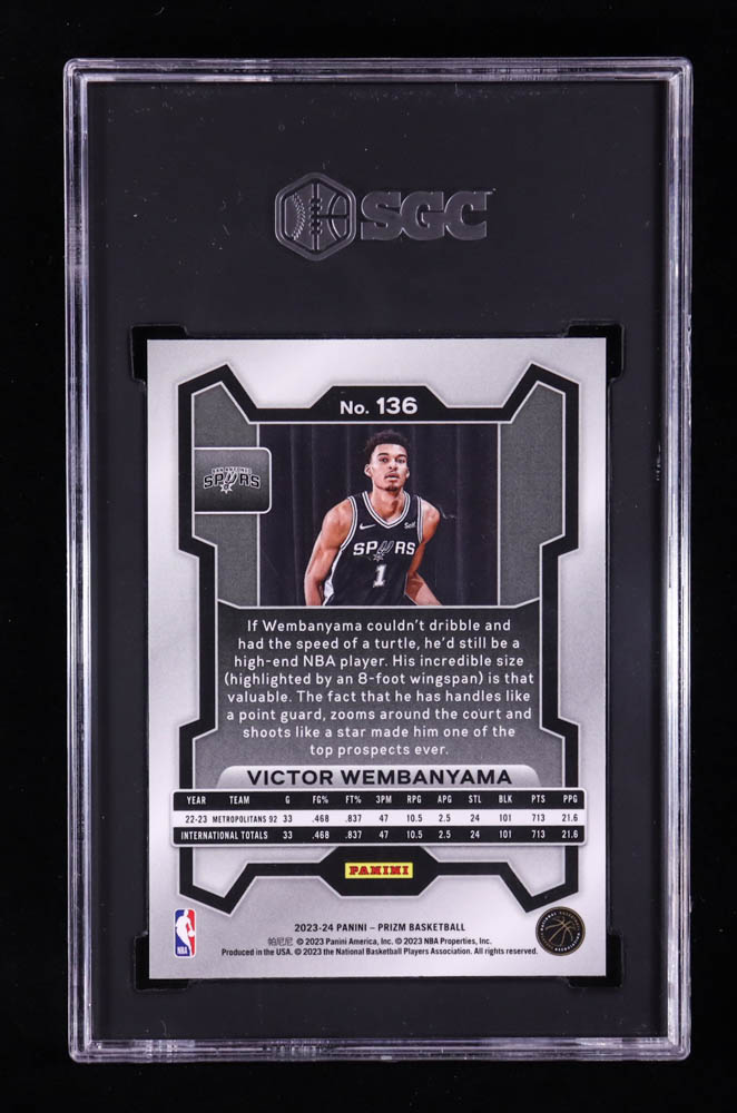 Victor Wembanyama 2023-24 Panini Prizm #136 RC (SGC 9.5) at PristineAuction.com Victor Wembanyama 2023-24 Panini Prizm #136 RC (SGC 9.5) at PristineAuction.com