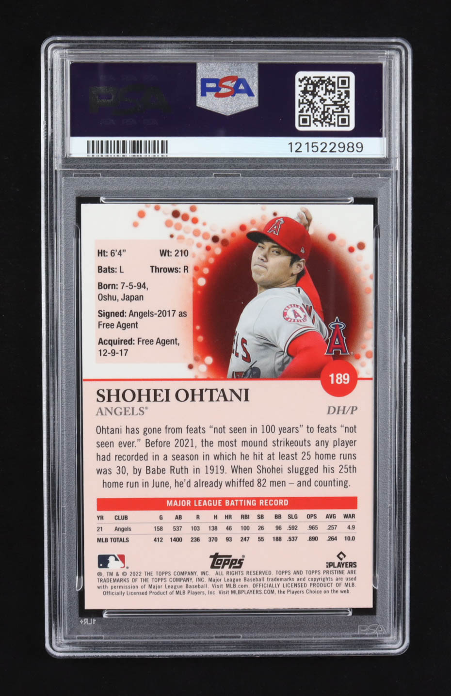 Shohei Ohtani 2022 Topps Pristine #189 (PSA 10) at PristineAuction.com Shohei Ohtani 2022 Topps Pristine #189 (PSA 10) at PristineAuction.com