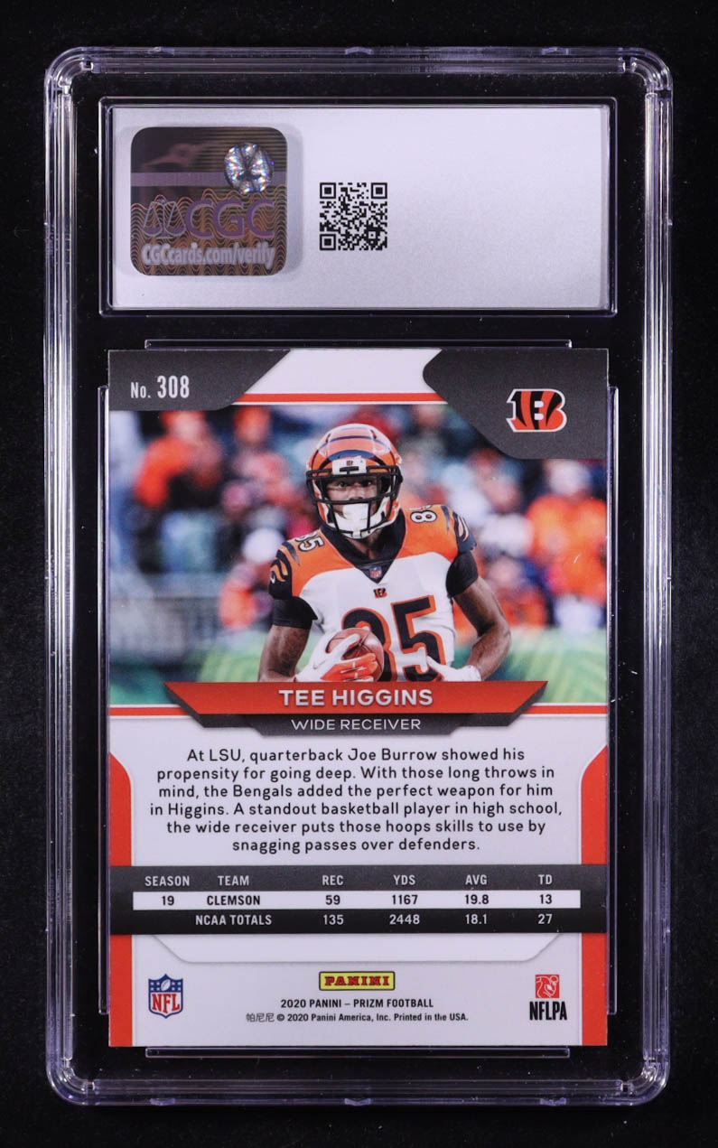 Tee Higgins 2020 Panini Prizm #308B VAR RC (CGC 10) at PristineAuction.com Tee Higgins 2020 Panini Prizm #308B VAR RC (CGC 10) at PristineAuction.com