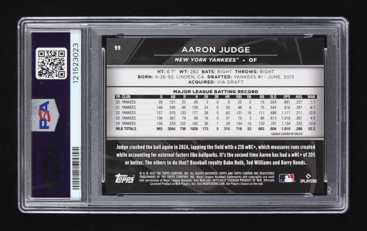 Aaron Judge 2025 Topps Chrome Black Gold Refractor #99 #10/50 (PSA 10) at PristineAuction.com Aaron Judge 2025 Topps Chrome Black Gold Refractor #99 #10/50 (PSA 10) at PristineAuction.com