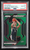 Victor Wembanyama 2023-24 Panini Prizm Emergent Prizms Green #12 RC (PSA 10) at PristineAuction.com