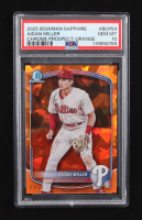 Aidan Miller 2025 Bowman Sapphire Chrome Prospect Orange Auto #BCP-54 RC (PSA 10) at PristineAuction.com