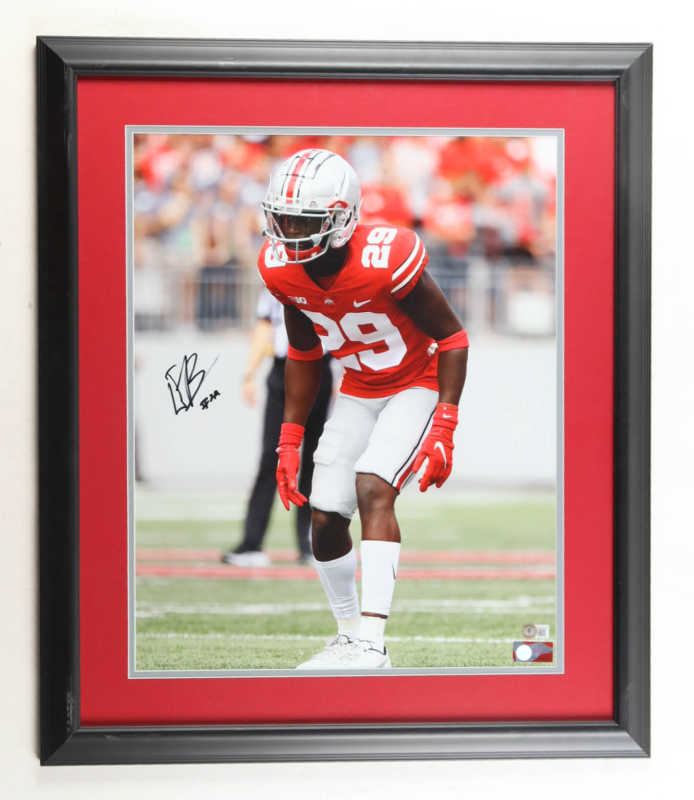 Denzel Burke Signed Ohio State Buckeyes Custom Framed Photo (Beckett) at PristineAuction.com Denzel Burke Signed Ohio State Buckeyes Custom Framed Photo (Beckett) at PristineAuction.com