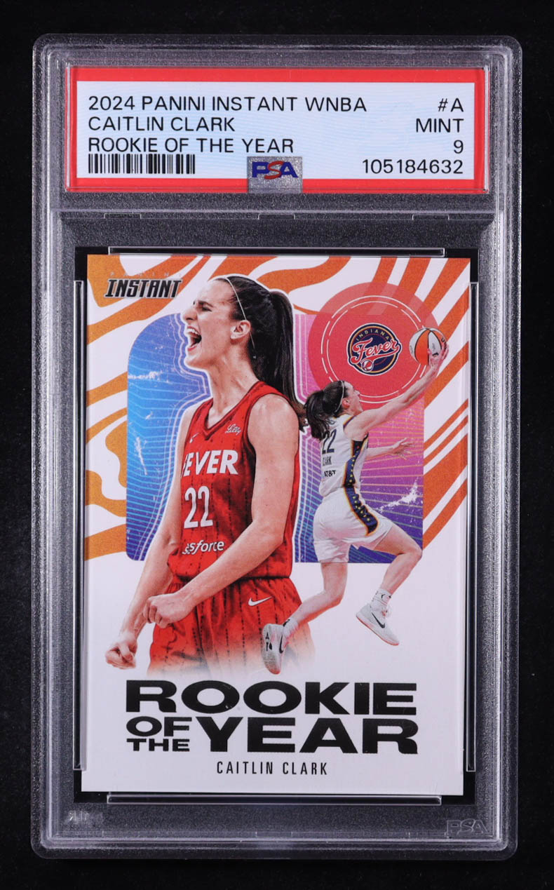 Caitlin Clark 2024 Panini Instant WNBA Caitlin Clark Rookie of the Year #CCROYA RC (PSA 9) at PristineAuction.com Caitlin Clark 2024 Panini Instant WNBA Caitlin Clark Rookie of the Year #CCROYA RC (PSA 9) at PristineAuction.com