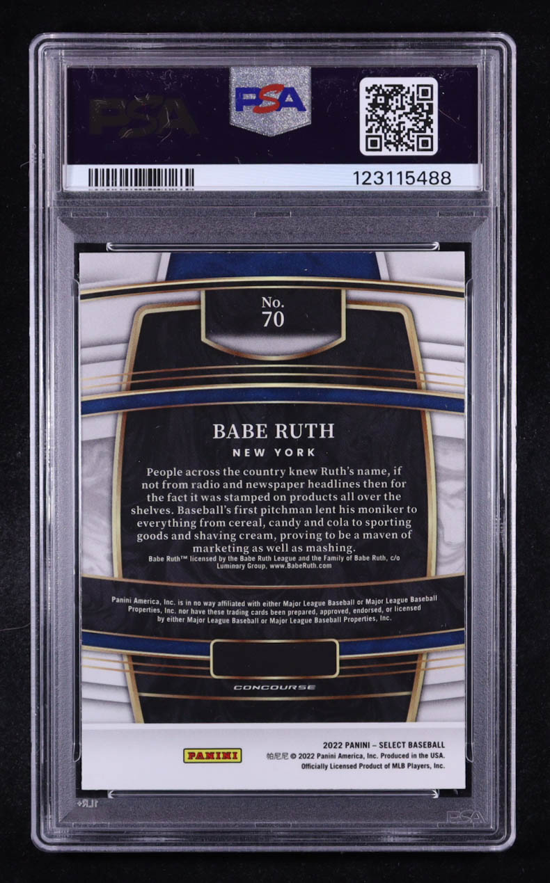 Babe Ruth 2022 Select Blue #70 (PSA 9) at PristineAuction.com Babe Ruth 2022 Select Blue #70 (PSA 9) at PristineAuction.com