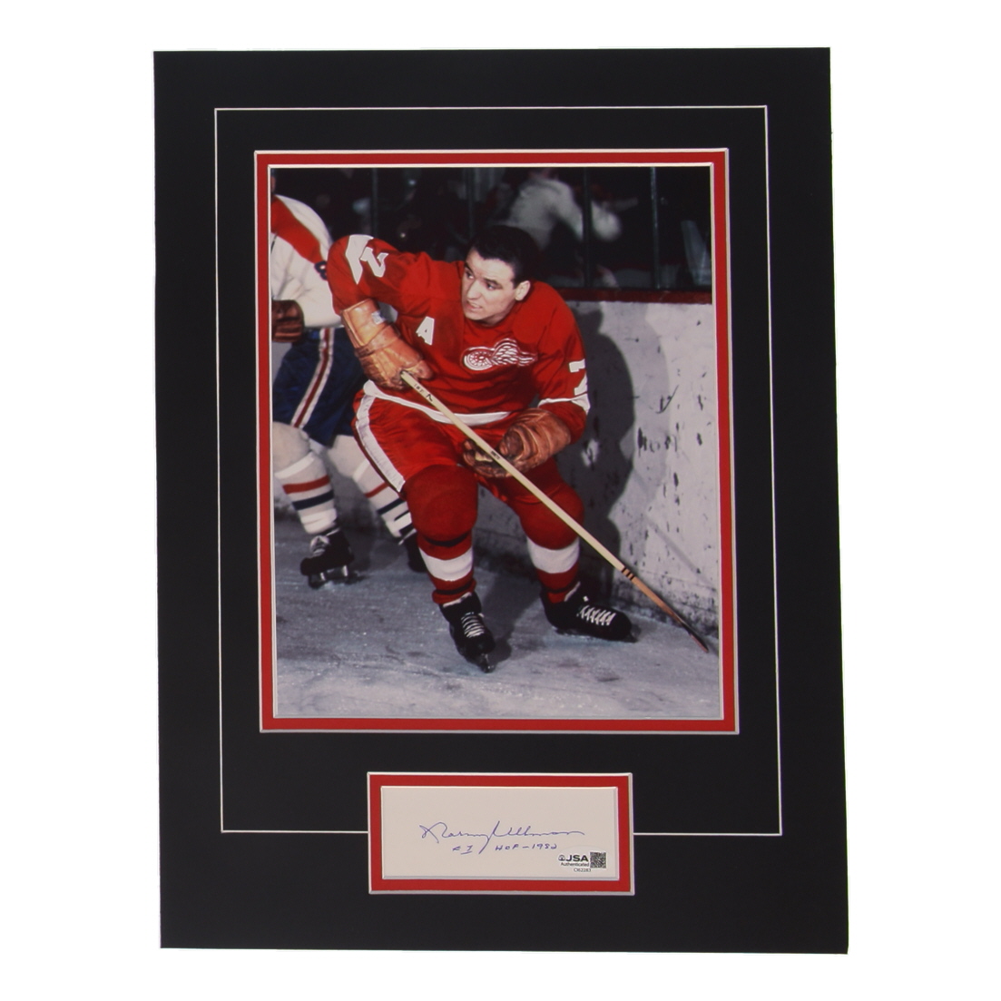 Norm Ullman Signed Red Wings 12x16 Custom Matted Cut Display Inscribed "HOF - 1982" (JSA) at PristineAuction.com Norm Ullman Signed Red Wings 12x16 Custom Matted Cut Display Inscribed "HOF - 1982" (JSA) at PristineAuction.com
