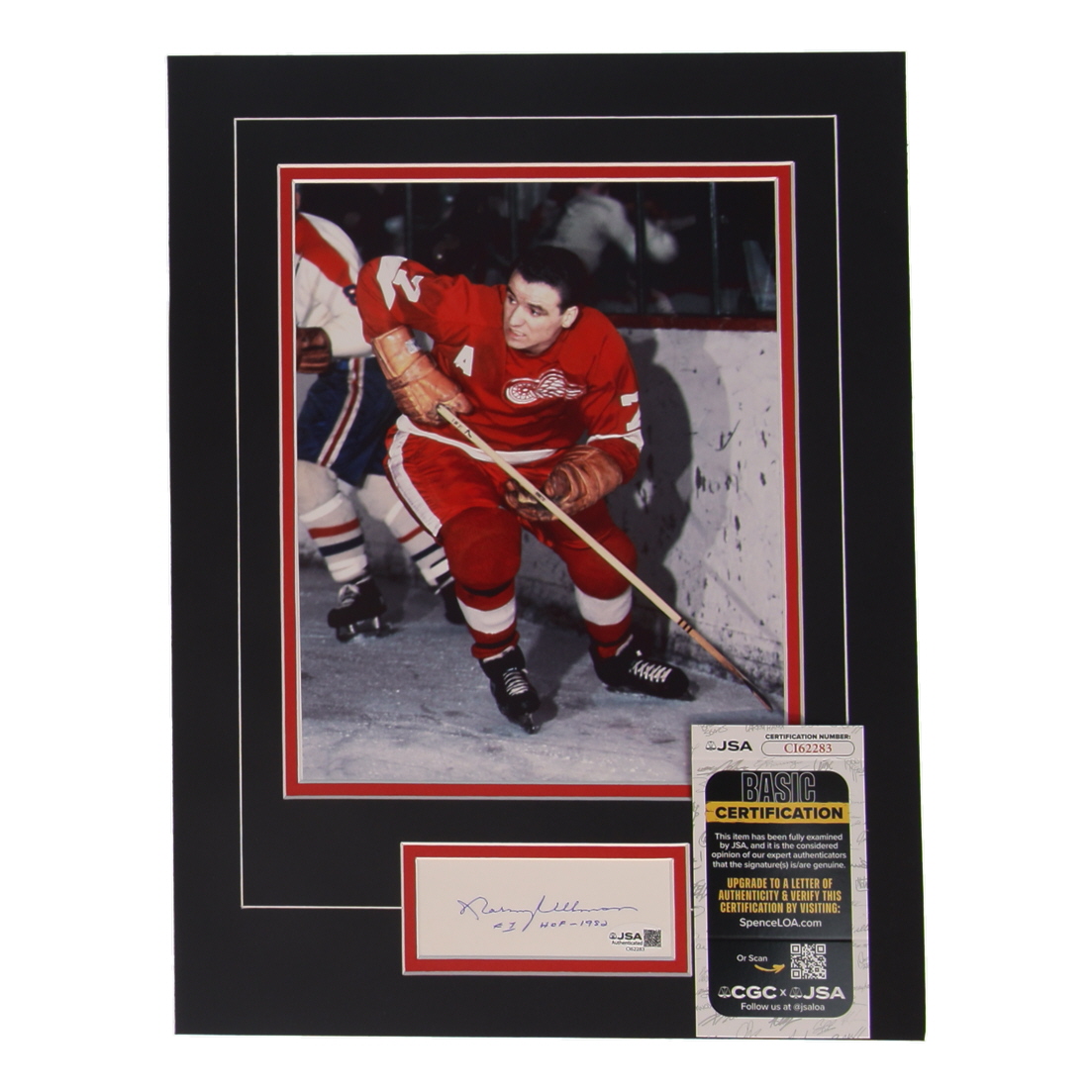Norm Ullman Signed Red Wings 12x16 Custom Matted Cut Display Inscribed "HOF - 1982" (JSA) at PristineAuction.com Norm Ullman Signed Red Wings 12x16 Custom Matted Cut Display Inscribed "HOF - 1982" (JSA) at PristineAuction.com