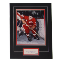 Norm Ullman Signed Red Wings 12x16 Custom Matted Cut Display Inscribed "HOF - 1982" (JSA) at PristineAuction.com