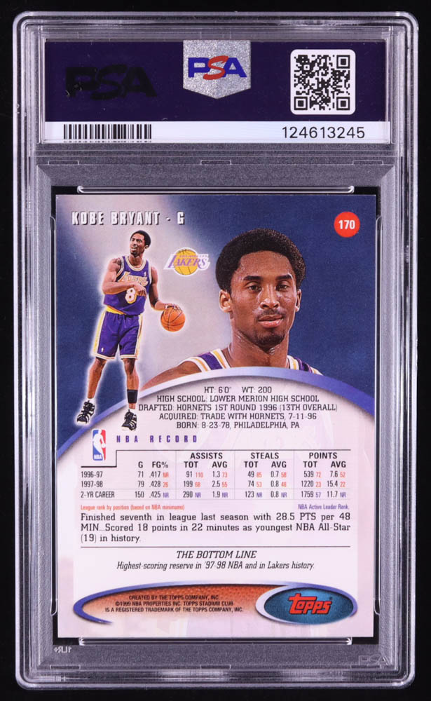 Kobe Bryant 1998-99 Stadium Club #170 (PSA 8) at PristineAuction.com Kobe Bryant 1998-99 Stadium Club #170 (PSA 8) at PristineAuction.com