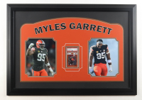 Myles Garrett Signed Browns Custom Framed 2017 Panini Certified Orange #90/199 #136 RC Display (PSA | Auto 10) at PristineAuction.com