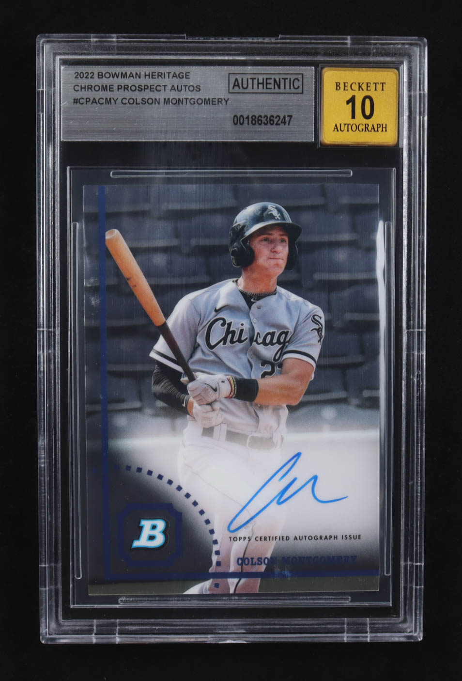 Colson Montgomery 2022 Bowman Heritage Chrome Prospect Autos #CPA-CMY RC (BGS | Autograph Graded BGS 10) at PristineAuction.com Colson Montgomery 2022 Bowman Heritage Chrome Prospect Autos #CPA-CMY RC (BGS | Autograph Graded BGS 10) at PristineAuction.com