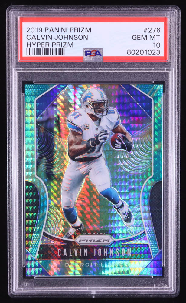 Calvin Johnson 2019 Panini Prizm Prizms Hyper #276 #109/175 (PSA 10) at PristineAuction.com Calvin Johnson 2019 Panini Prizm Prizms Hyper #276 #109/175 (PSA 10) at PristineAuction.com