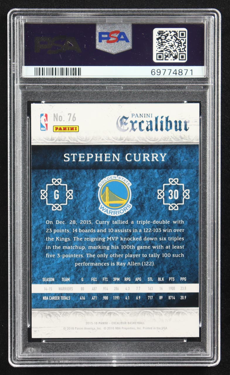 Stephen Curry 2015-16 Panini Excalibur #76 (PSA 10) at PristineAuction.com Stephen Curry 2015-16 Panini Excalibur #76 (PSA 10) at PristineAuction.com