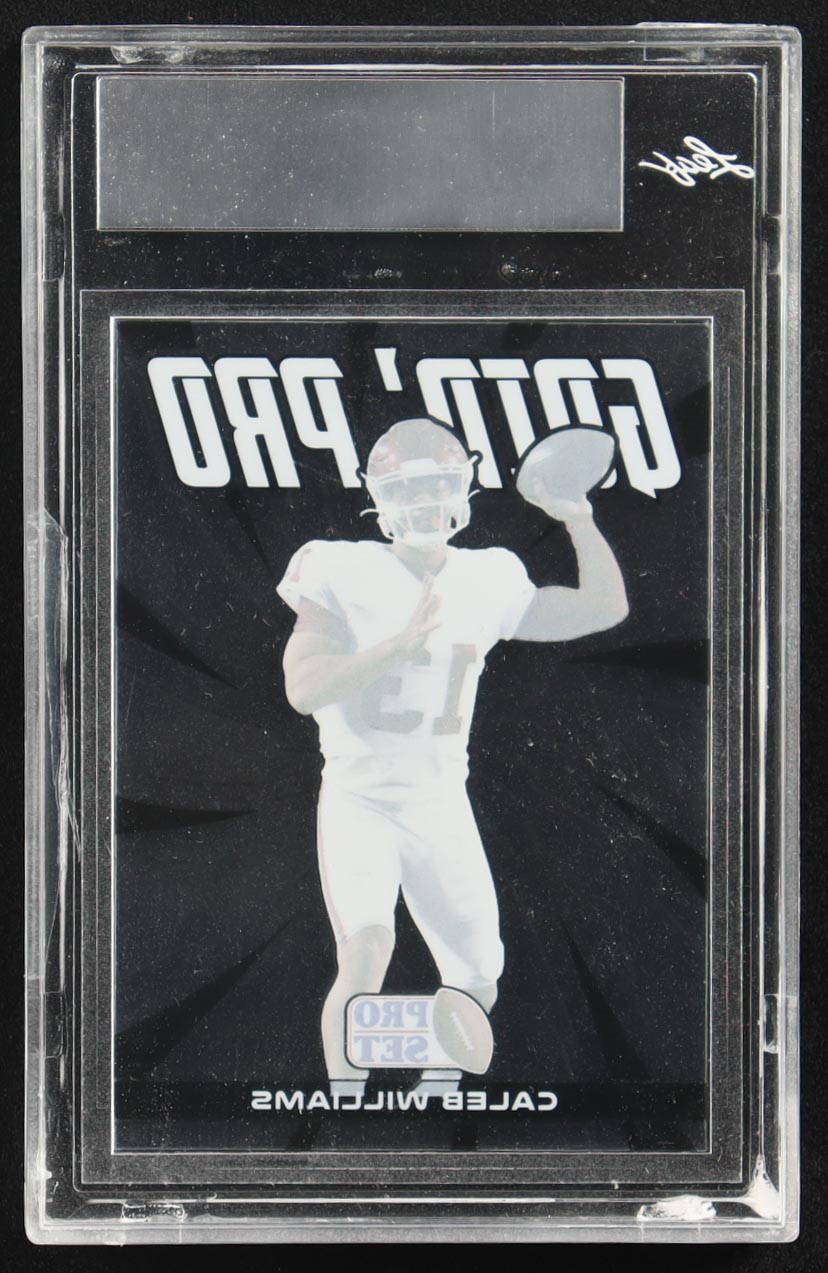 Caleb Williams 2022 Pro Set Draft & Prospect Goin' Pro Pre-Production Proof Clear RC #1/1 (Leaf) at PristineAuction.com Caleb Williams 2022 Pro Set Draft & Prospect Goin' Pro Pre-Production Proof Clear RC #1/1 (Leaf) at PristineAuction.com