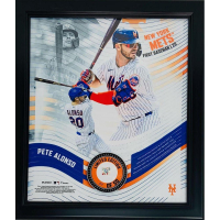 Pete Alonso LE Mets Custom Framed Game-Used Baseball Piece Collage (MLB) at PristineAuction.com