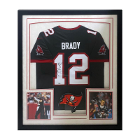 Tom Brady Signed Buccaneers Custom Framed Nike Limited Pewter Jersey Display (Fanatics) at PristineAuction.com