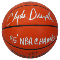 Clyde Drexler Signed NBA Game Ball Series Basketball Inscribed "95 NBA Champs" (Beckett) at PristineAuction.com
